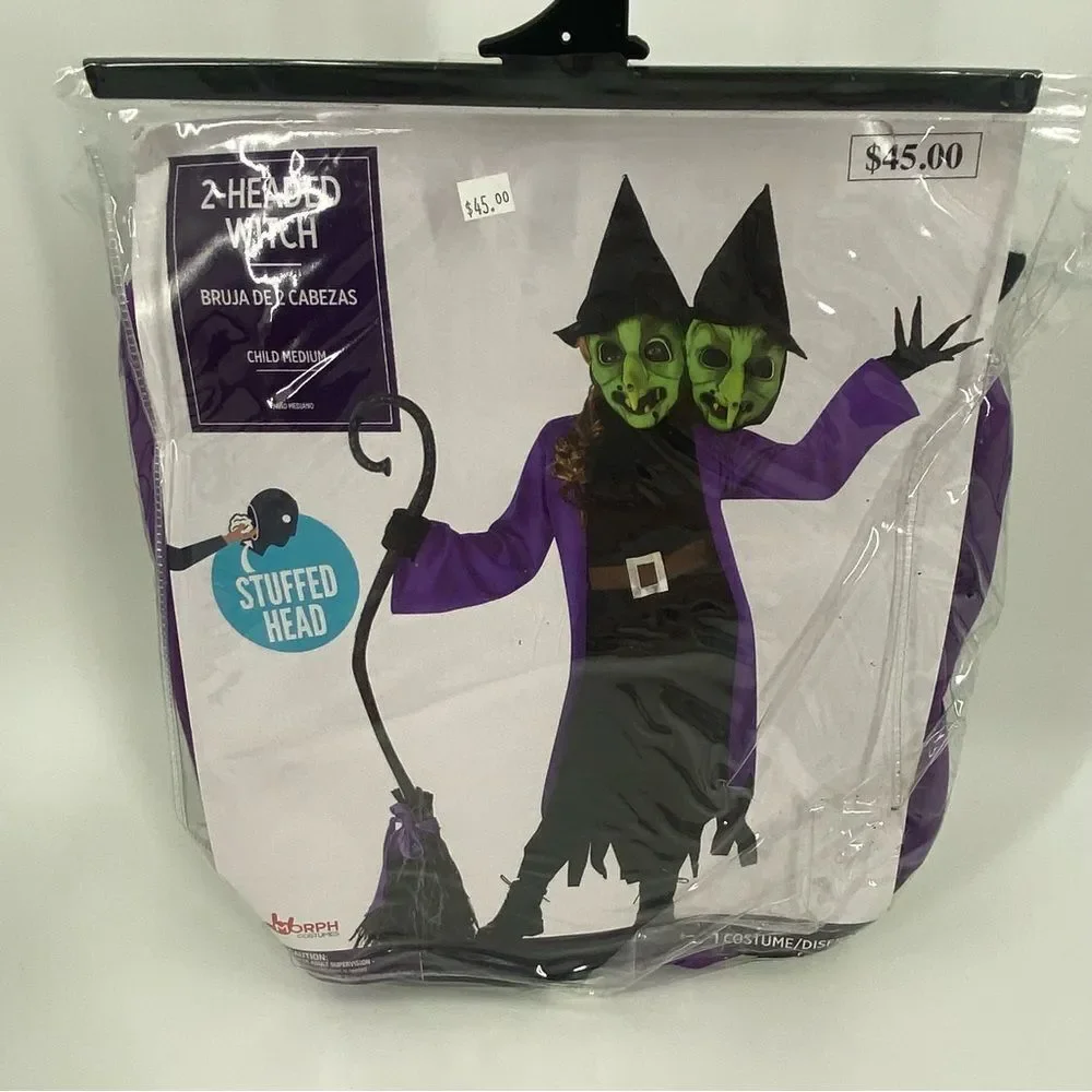 Two-Headed Witch Kids Halloween costume Costume - Purple and Black size M